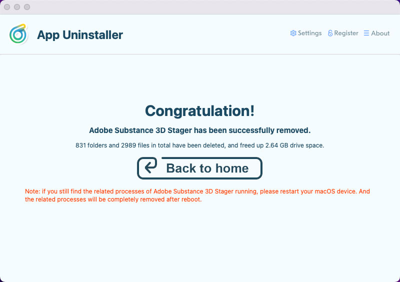 complete uninstall Adobe Substance 3D Stager