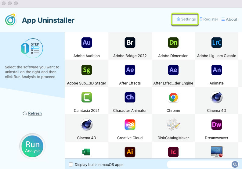 app uninstaller settings