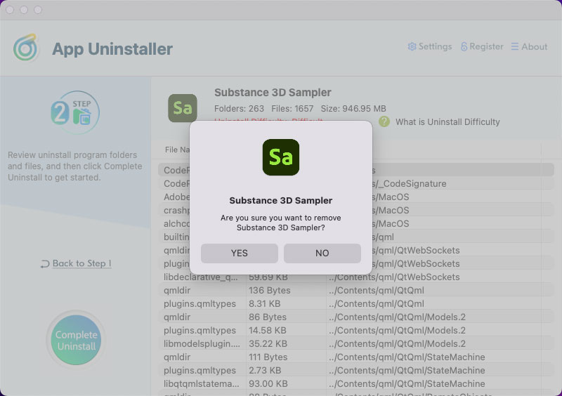 uninstall Adobe Substance 3D Sampler