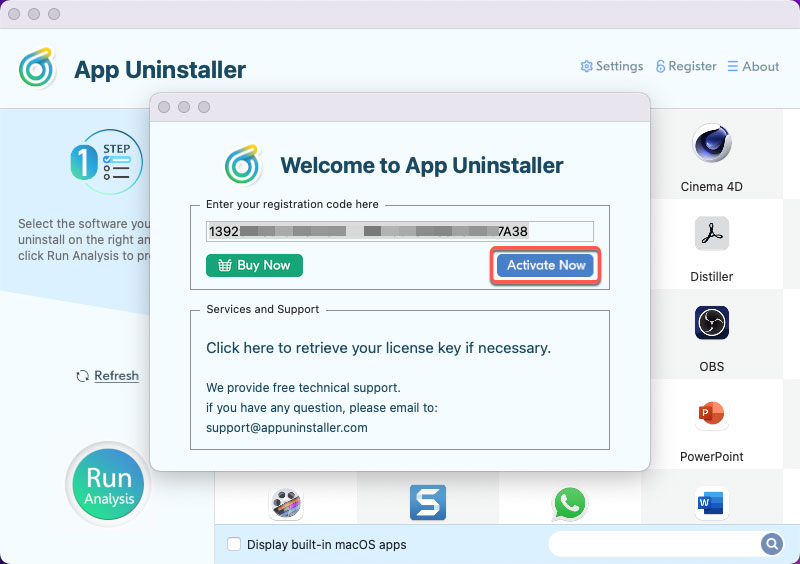 activate app uninstaller