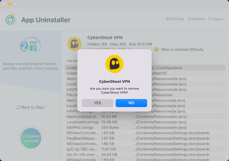 remoev CyberGhost VPN