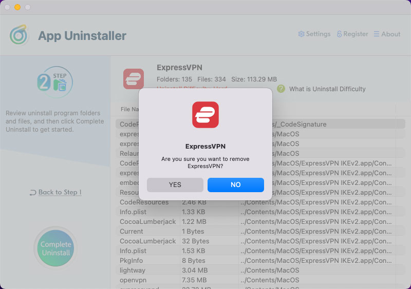 uninstall ExpressVPN